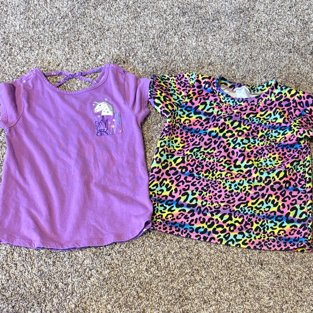 Purple and Leopard Print T-Shirts